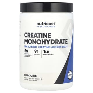 Nutricost, Performance, Créatine monohydrate, Sans arôme, 454 g