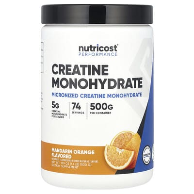 Nutricost, Performance Boost, Creatine Monohydrate, Citrus Orange Flavor, 1.1 lb (500 g)