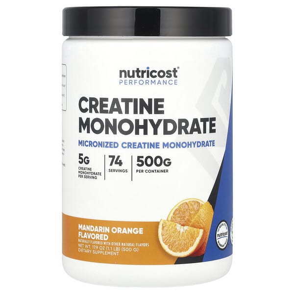 Nutricost Performance, Creatine Monohydrate, Mandarin Orange, 1.1 lb (500 g)