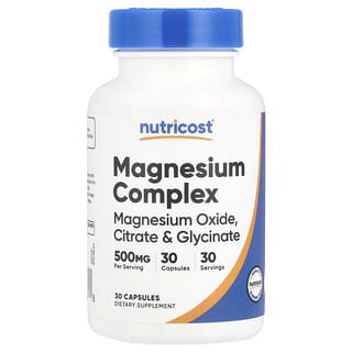 Nutricost, Magnesium Complex, Magnesium-Komplex, 500 mg, 30 Kapseln