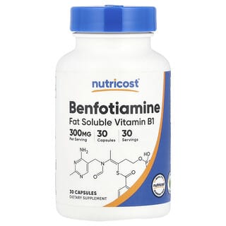 Nutricost, Benfotiamina, 300 mg, 30 Cápsulas