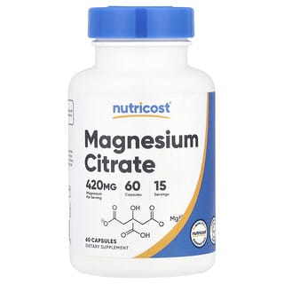 Nutricost, Citrato de magnesio, 420 mg, 60 cápsulas (105 mg por cápsula)