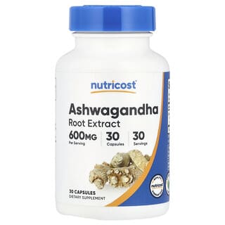 Nutricost, Ashwagandha Root Extract, Ashwagandha-Wurzelextrakt, 600 mg, 30 Kapseln