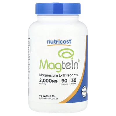 Nutricost, Magtein®, Magnesium L-Threonate, 2000 mg, 90 Capsules (666 mg per serving)