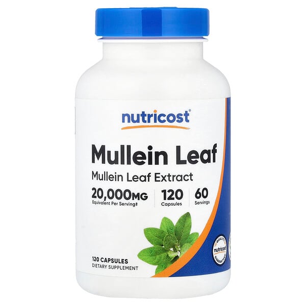 Nutricost, Mullein Leaf, 120 kapslar (500 mg per kapsel)