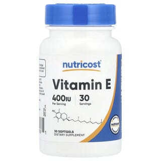 Nutricost, Vitamine E, 180 mg (400 UI), 30 capsules à enveloppe molle