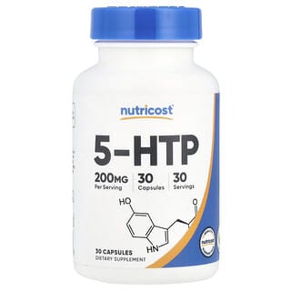 Nutricost‏, ‎5-HTP‏, 200 מ"ג, 30 כמוסות