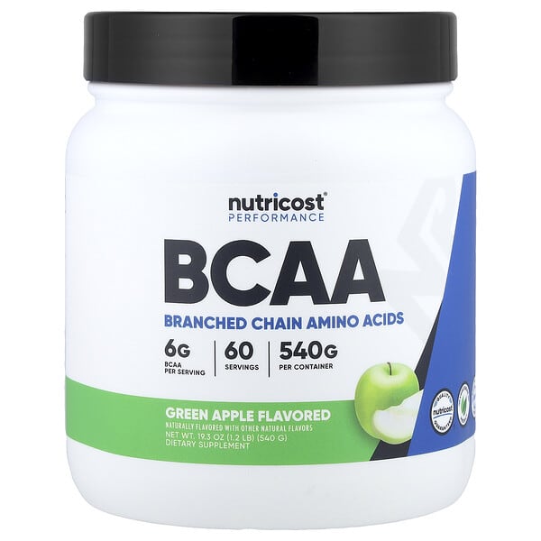 Nutricost Performance, BCAA, Green Apple, 1.2 lb (540 g)