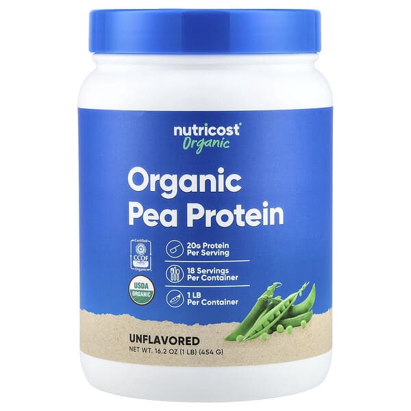 Nutricost, 유기농 완두콩 단백질, 무맛, 454g(1lb)