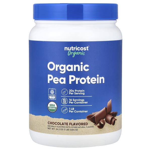 Nutricost, 유기농 완두콩 단백질, 초콜릿, 454g(1lb)