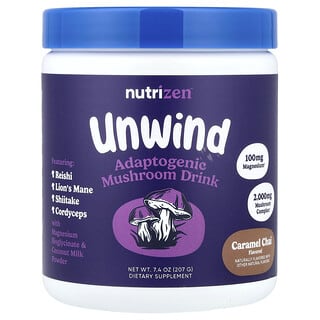 Nutricost, Nutrizen™, Unwind, Adaptogenic Mushroom Drink, Caramel Chai, 7.4 oz (207 g)