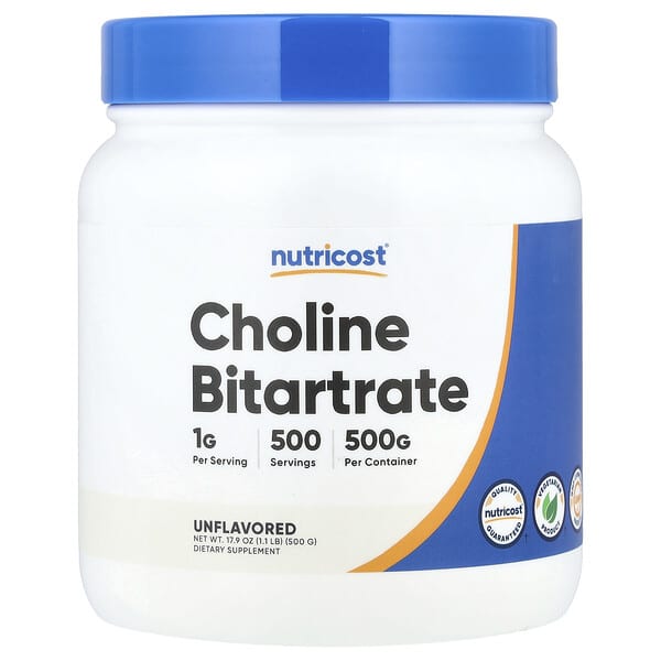 Choline Bitartrate, Unflavored, 17.9 oz (500 g)