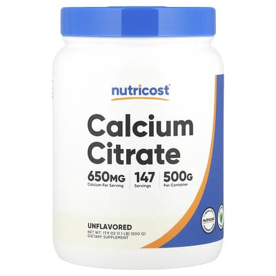 Nutricost, Calcium Citrate, Unflavoured, 17.9 oz (500 g)