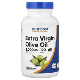 Nutricost, Minyak Zaitun Extra Virgin, 120 Kapsul Gel Lunak (1.000 mg per Kapsul Gel Lunak)