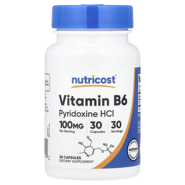 Vitamin B6, 100 mg, 30 Capsules