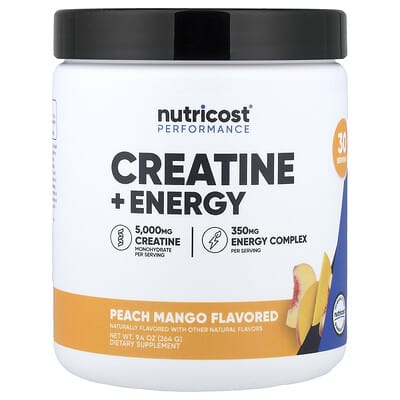 Nutricost, Performance, Creatine + Energy, Peach Mango Flavor, 9.4 oz (264 g)