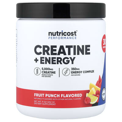 Nutricost, Performance, Creatine + Energy, Fruit Blend, 9 oz (252 g)