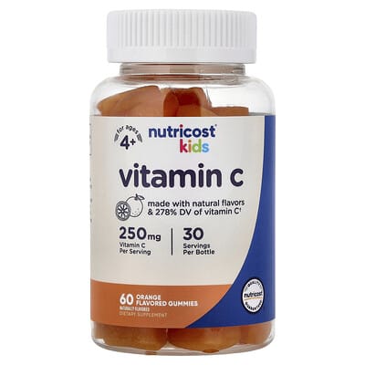Nutricost, Kids, Vitamin C Gummies, Ages 4+, Orange, 60 Gummies