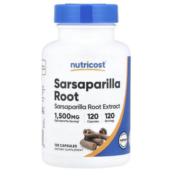 Sarsaparilla Root, 120 Capsules (100 mg per Capsule)