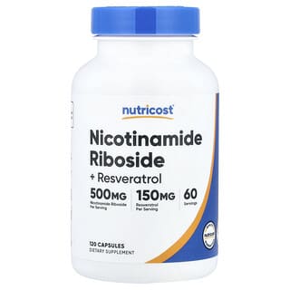 Nutricost, 나이아신아마이드 리보사이드 + 레스베라트롤, 캡슐 120정