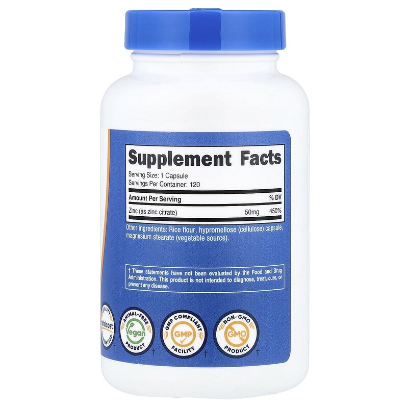 Zinc, 50 mg, 120 capsule