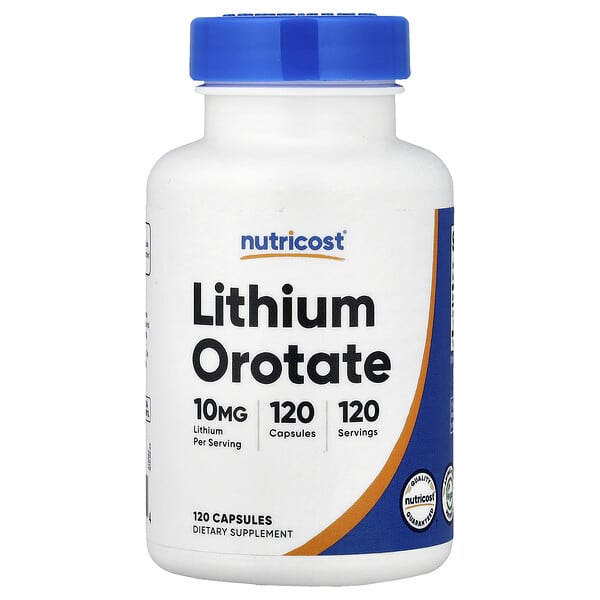 Nutricost, 리튬 오로테이트, 10mg, 캡슐 120정