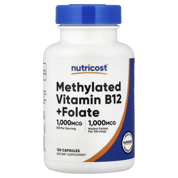Nutricost, Methylated Vitamin B12 + Folate, 120 Capsules