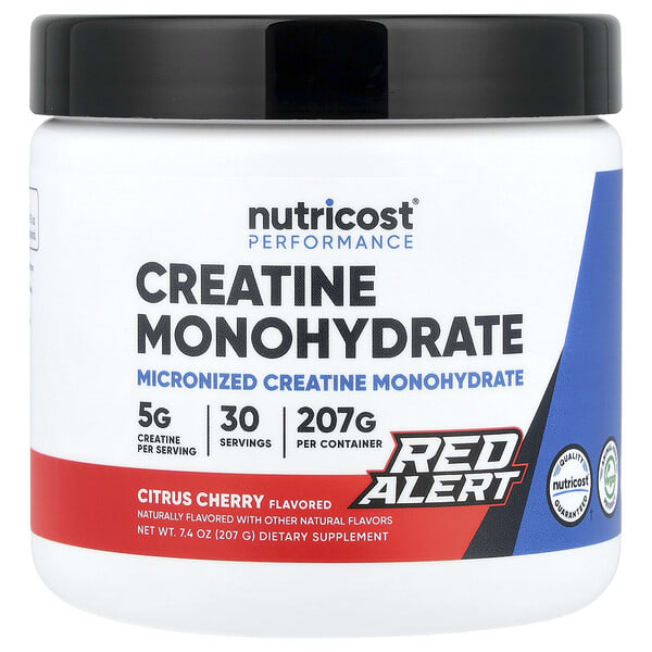 Nutricost Performance, Creatine Monohydrate, Red Alert, Citrus Cherry, 7.4 oz (207 g)