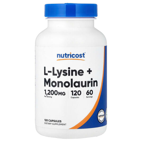 Nutricost, L-Lysine + Monolaurin, 120 Capsules