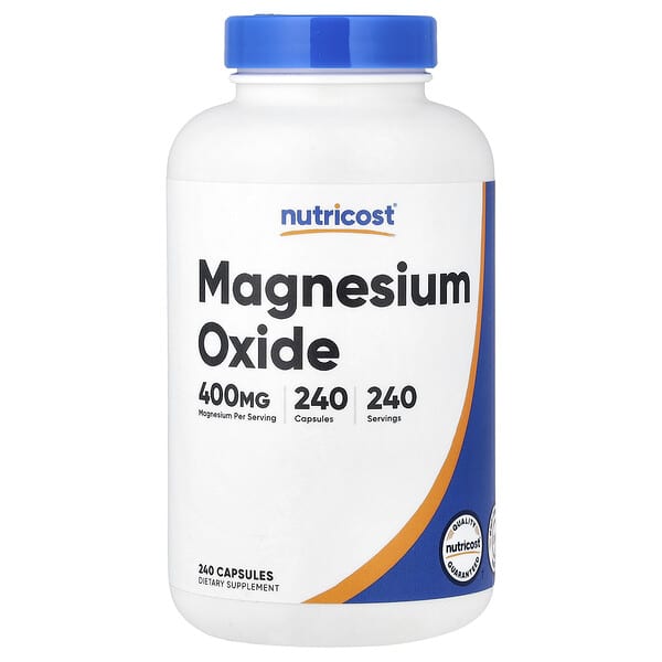 Nutricost, Magnesium Oxide, 400 mg, 240 Capsules