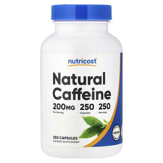 Nutricost, Cofeină naturală, 200 mg, 250 capsule