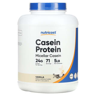 Nutricost, 카제인 단백질, 바닐라 맛, 2,268g(5lb)