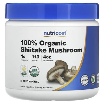 Nutricost, 100% Organic Shiitake Mushroom, Unflavoured, 4 oz (113 g)