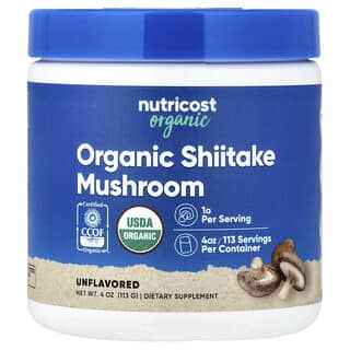Nutricost, Hongo shiitake 100% orgánico, Sin sabor`` 113 g (4 oz)