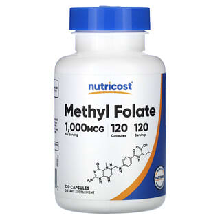 Nutricost, Folate de méthyle, 1000 µg, 120 capsules