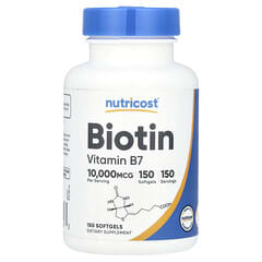 ビオチン、ビタミンB7、10,000mcg、ソフトジェル150粒