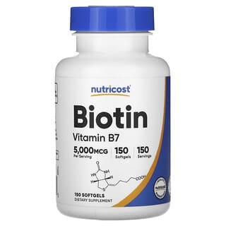 Nutricost, Biotine, 5000 µg, 150 capsules à enveloppe molle
