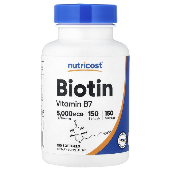 Nutricost, Biotin, 5,000 mcg, 150 Softgels — product photo 1
