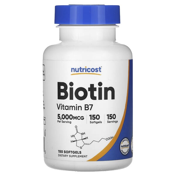 Nutricost, Biotin, 5,000 mcg, 150 Softgels