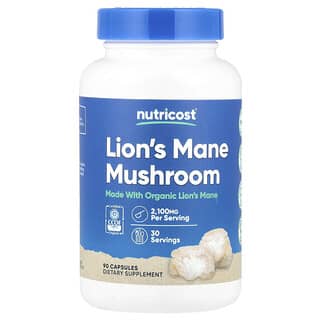 Nutricost, Lion's Mane Mushroom, Löwenmähne-Pilz, 2.100 mg, 90 Kapseln (700 mg pro Kapsel)