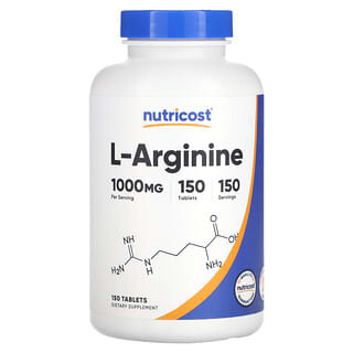 Nutricost, L-arginina, 1000 mg, 150 comprimidos