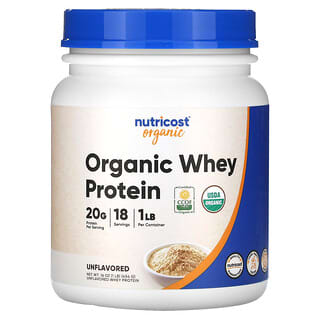 Nutricost, Proteína Whey Orgânica, Sem Sabor, 454 g (1 lb)