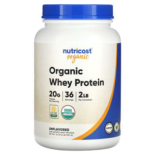 Nutricost‏, חלבון מי גבינה אורגני, ללא טעם, 907 גרם (2 ליברות)