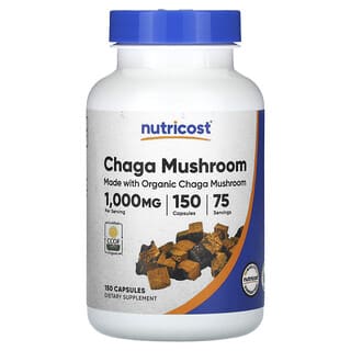 Nutricost, Champignon chaga, 1000 mg, 150 capsules (500 mg par capsule)