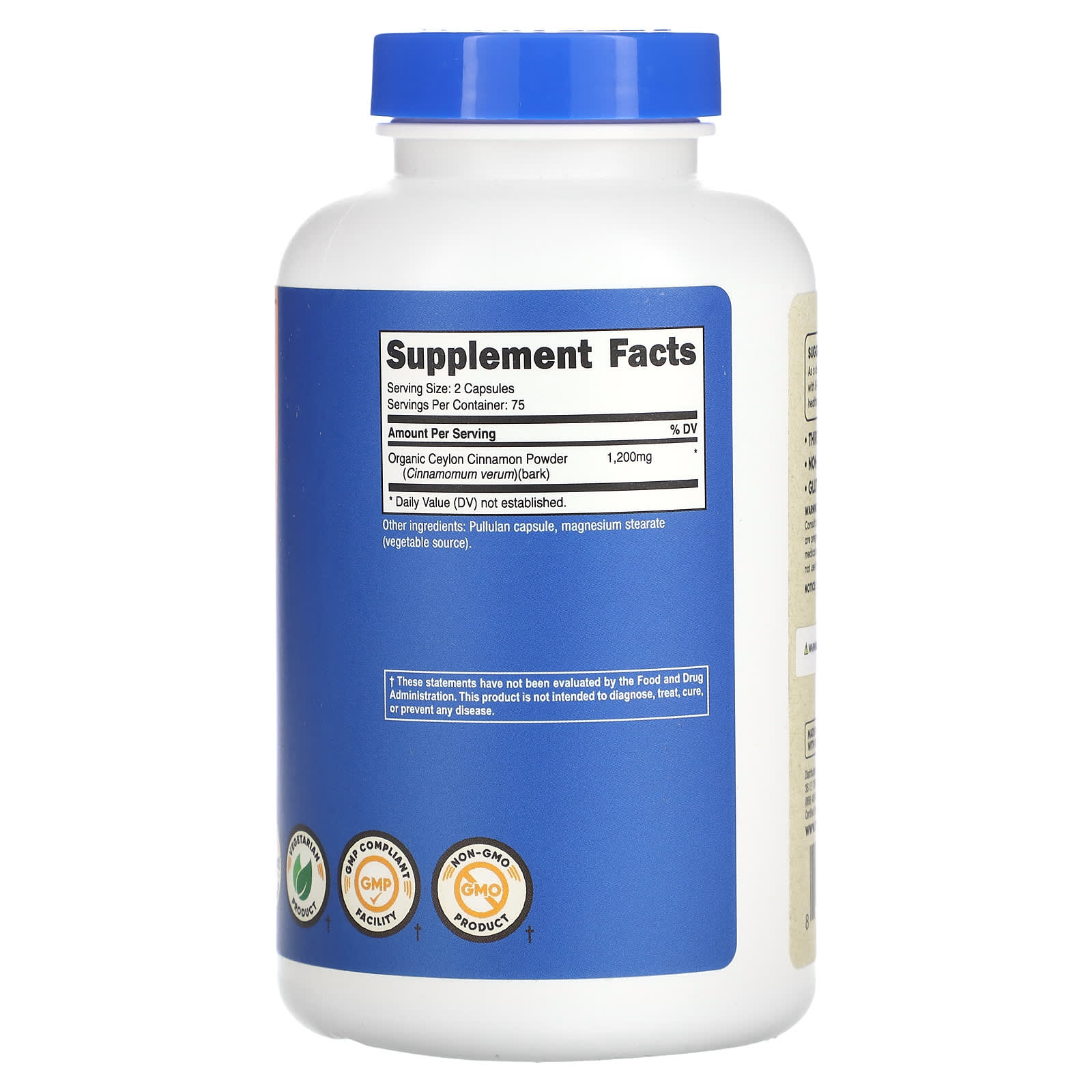 Nutricost, Cinnamon, 1,200 mg, 150 Capsules (600 mg per Capsule)