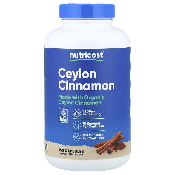 Nutricost Ceylon Cinnamon, 150 Capsules (600 mg per Capsule)