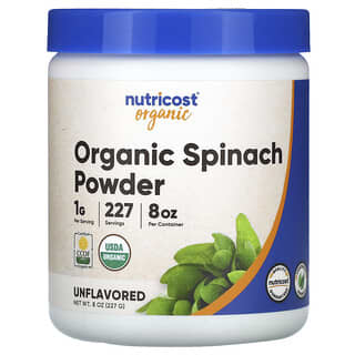 Nutricost, Espinaca orgánica en polvo, Sin sabor, 227 g (8 oz)