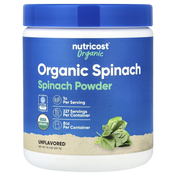 Nutricost, Organic Spinach Powder, Unflavored, 8.1 oz (227 g) — product photo 1