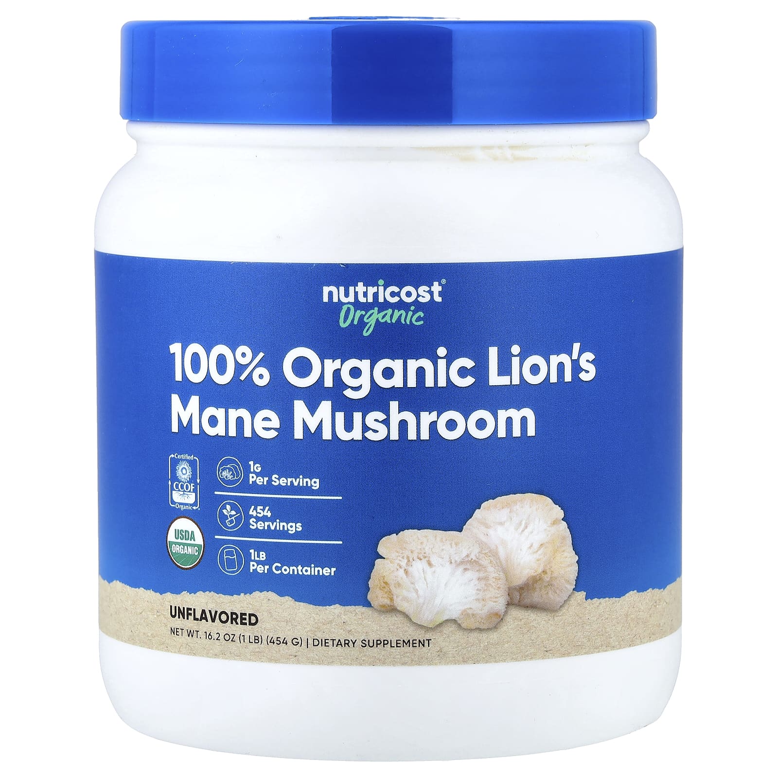 Nutricost Organic Lion's Mane Mushroom – Sans arôme – 454 g de Nutricost