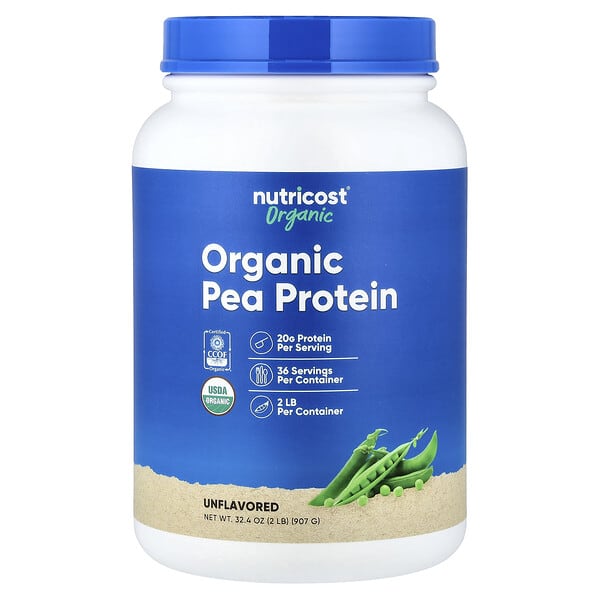 Nutricost, 유기농 완두콩 단백질, 무맛, 907g(2lb)